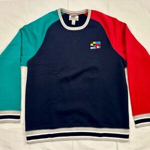 Lands' End Colorblock Crewneck Sweater - Red, Green, Navy - NWOT